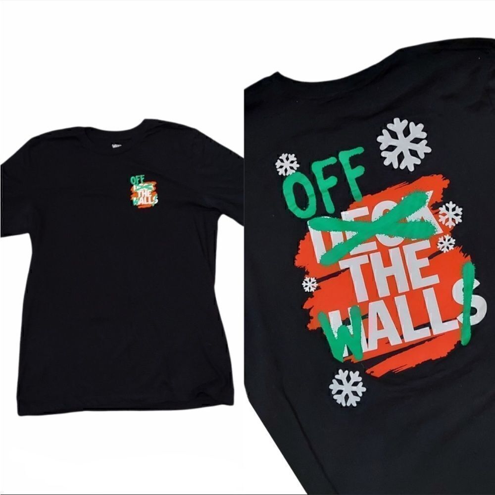 Vans Men's Off the Walls Deck the Halls Tee Black Large